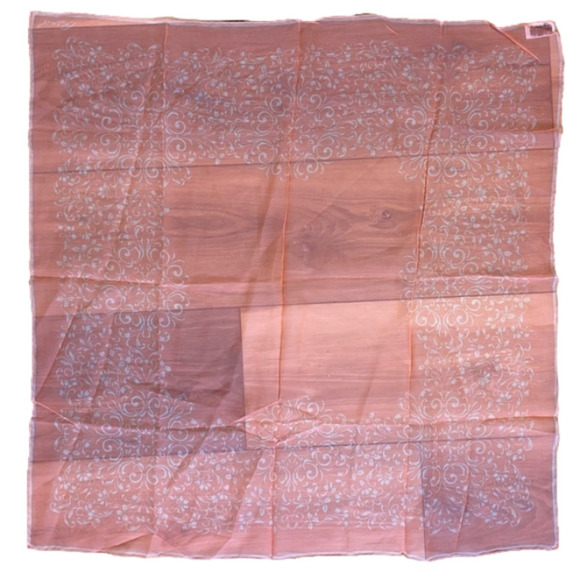 Vintage Scarf Pink White Floral by Burmel Made in Japan Hand Rolled Polyester - Picture 1 of 4